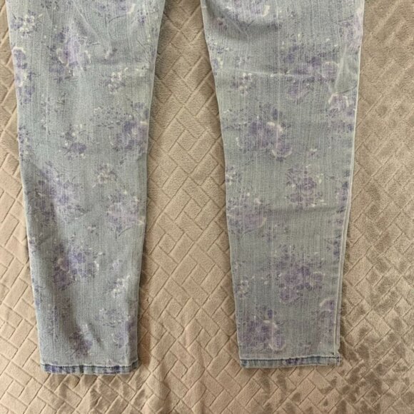 Lauren Conrad Womans 10 Denim Jeans Blue Floral Print Skinny Light Wash Mid Rise - Picture 14 of 16